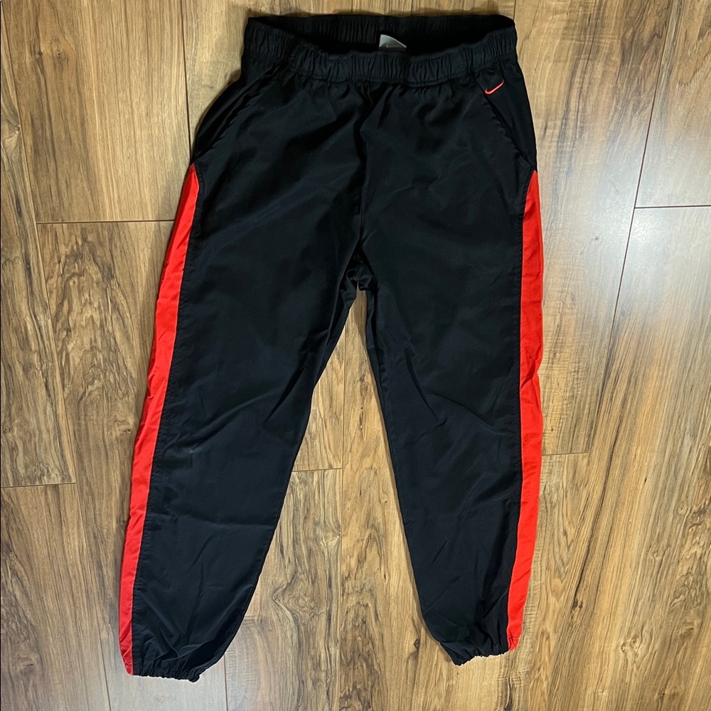 Nike Men’s Black Joggers with Red Stripes Sz S